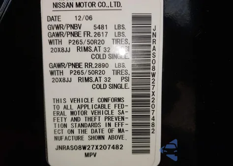 2007 Infiniti Fx35 z USA, uszkodzony, nr VIN JNRAS08W27X207482